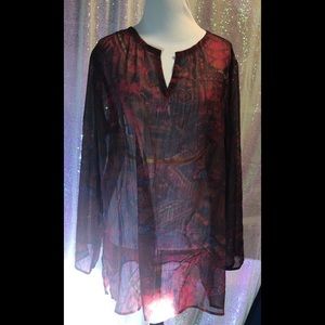 Rich, deep, elegant royal colored sheer tunic. EUC